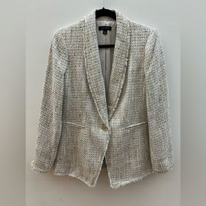 Brand New Ann Taylor Long Tweed Blazer with Fringe